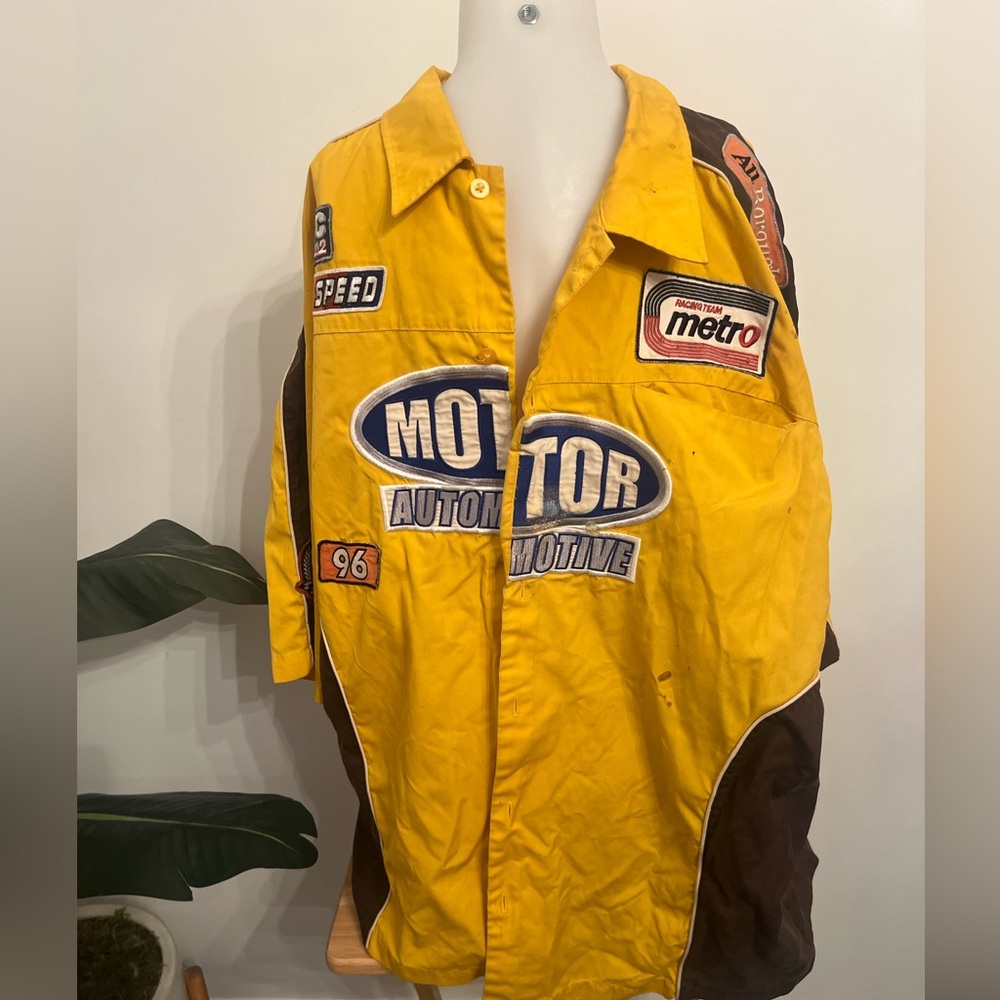 Race issued pit shirt heavy duty pick crew shirt with patches